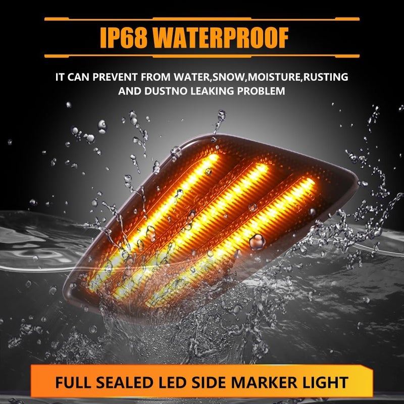 OFFKAT New 2 PCS Front Fender LED Side Marker Lights for 1997-2006 Je-ep Wrangler TJ, TJ Smoked Lens Side Markers Turn Signal Light, [Ultra-Bright] Amber LED Side Bumper Marker Lamp - Image 5